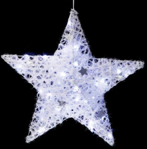 Christmas Star Silver with Snow 50cm LED Lights White Batteries Included - Picture 1 of 1