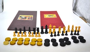 VINTAGE Draughts and Chess Set With Board K&C Ltd + Snakes & Ladders Board - Picture 1 of 22