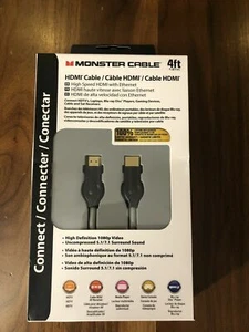 MONSTER CABLE 4ft. HD 1080p High Speed HDMI with Ethernet - NIB - Picture 1 of 1