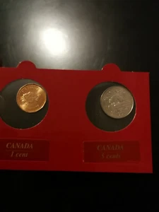CANADA  ♦ Lot de 2 monnaies ♦ 1 et 5 Cents 1993/1996 UNC - Imagen 1 de 2