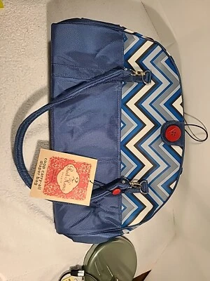 2 Red Hens Coop Carry-All Diaper Bag, Blue Chevron New With Tags - Image 1 of 4