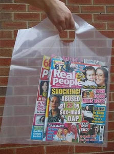 Clear Carrier Bags 15 x 20 Inch Plastic Polythene Shopping Wavy Top Strong 400g  - Picture 1 of 5