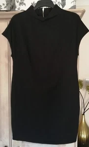 Mint Velvet Simple High Neck Cap Sleeve Black Stetch Shift Dress 8 10 Small - Picture 1 of 14