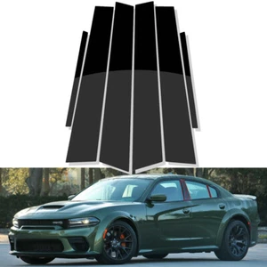 Cubierta de moldura de puerta postes de pilar de ventana negra pulida para Dodge Charger 2011-2021 - Imagen 1 de 5