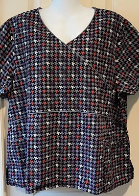 Scrubstar Multicolor French Bulldog Pattern Cotton Scrubs Top - 3X - Image 1 of 2