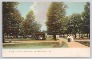 View in Riverside Park Indianapolis Indiana Women Long Dresses Walking Postcard - Picture 1 of 2