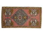 Small Vintage Turkish Boho Bohemien Moroccan Tribal Bath Doormat 2X3 Rug Carpet
