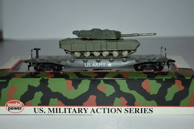 HO Scale Model Power 8654 US Army 40' Flat with M1 Abrams Load C26454 - Image 1 of 3