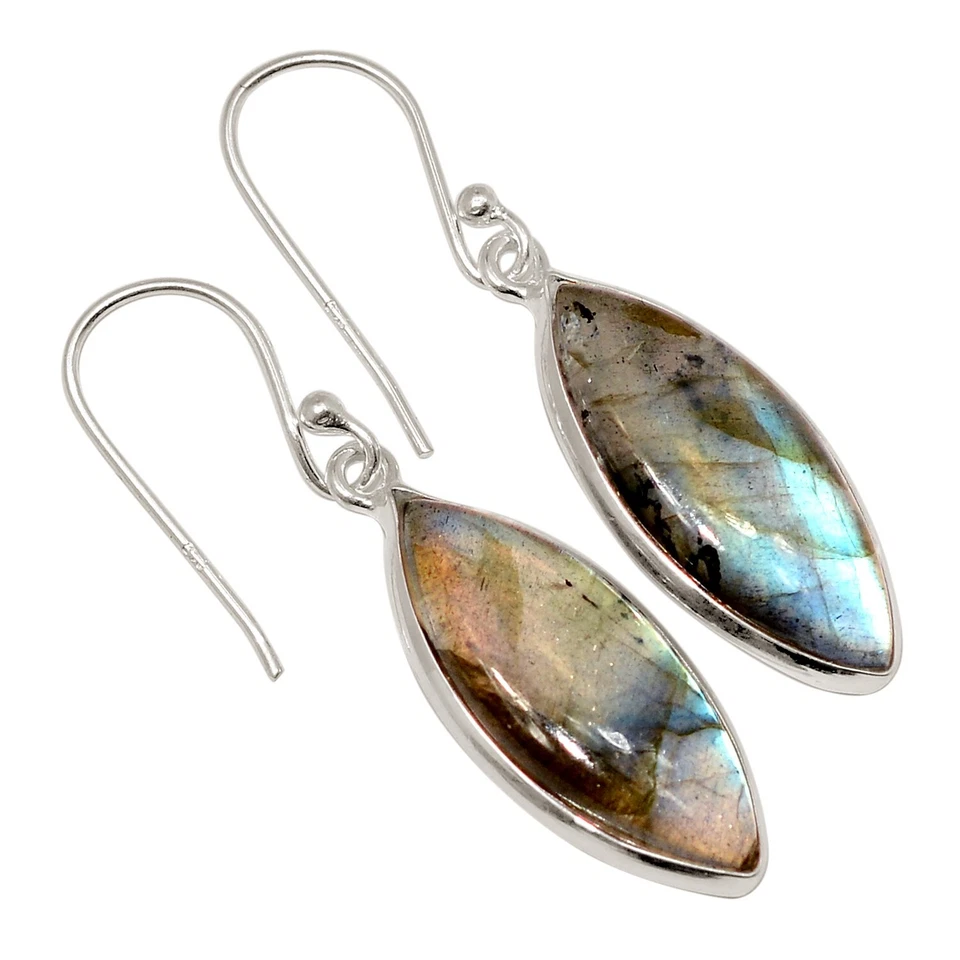 Pendientes de Labradorita Natural Multi Fuego Plata de Ley 925 Joyería ALLE-18973 Foto 1 de 1