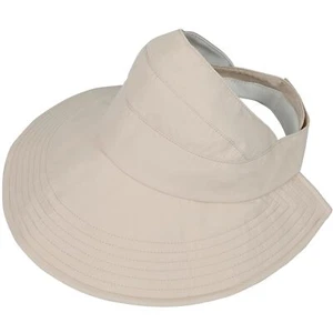 Wide Brim Sun Hat for Women Hollow Top Visor Foldable UV Protection Ponytail - Picture 1 of 6
