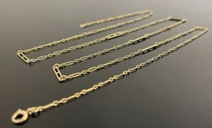 "Collar de cadena antiguo de eslabones anchos de 2 mm de oro amarillo macizo de 14 quilates de 26,5"" de largo 4,3 g" - Imagen 1 de 5