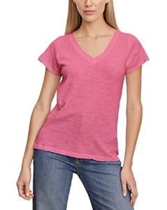 Velvet by Graham & Spencer Jilian Tee Women's S Hot Pink V-Neck Short Sleeve - Picture 1 of 16