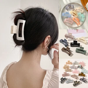 Groß Damen Hair Claw Groß Haarspange Rechteckig Acryl Harz Haarspange Clip *J - Picture 1 of 68