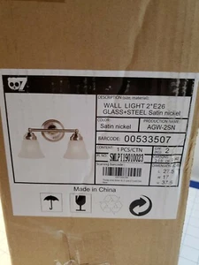 7Pandas 2-Light Bathroom Vanity Light Interior Wall Sconce New Satin Nickel - Picture 1 of 8