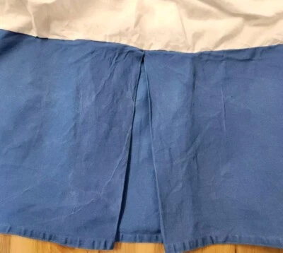  Vintage Ralph Lauren TWIN BED SKIRT  BEACHSIDE PREPPY solid  blue canvas  - Image 1 of 4