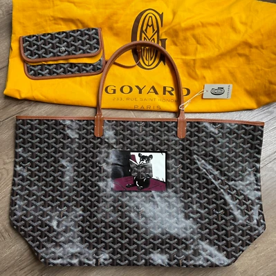 NEW GOYARD St. Louis GM Large Tote  Black & Tan Dog Hulot Burgundy Reading Train - Image 1 of 4