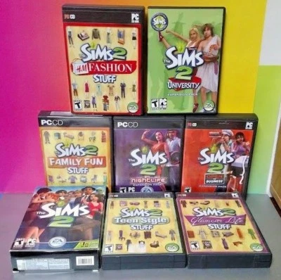 8 Different Game Sims 2 PC Game Lot - Stuff Fashion Teen Glamour Business Family - Image 1 of 2