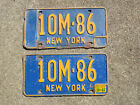 1967 New York License Plate Pair NY Ford Chevy 10M86 Set 1966 1968 1969 1971