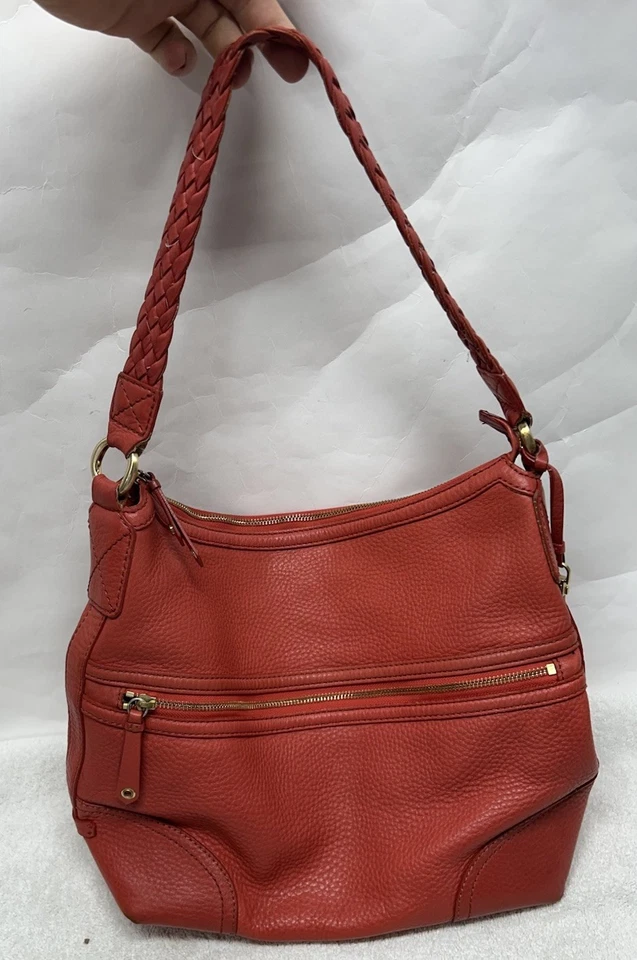 Cole Haan Womens Red Leather Hobo Shoulder Bag - Image 1 of 4