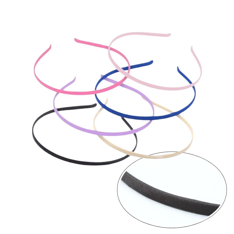 5mm Thin Narrow Satin Feel Metal Alice Hair Band Headband Colour Choices - Image 1 of 4