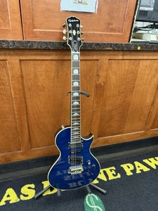 Epiphone Nighthawk Custom Reissue Guitar Trans Blue w Case (LOOK) - Picture 1 of 17