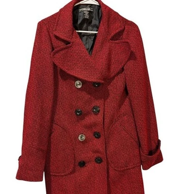 VERTIGO PARIS Red Wool Blend Trench Coat - Size Medium - Image 1 of 4