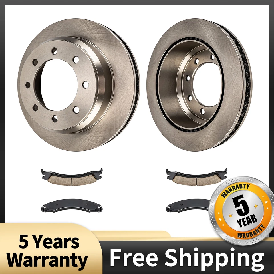 Rear Ceramic Brake Pads and Rotors Kit For 08-14 Ford E-150 E-250 08-19 E-350 - Image 1 of 4