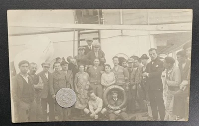 Foto alt Portrait Schnelldampfer Cap Polonio Hamburg Schiff Boot Reifen Schild - Bild 1 von 2