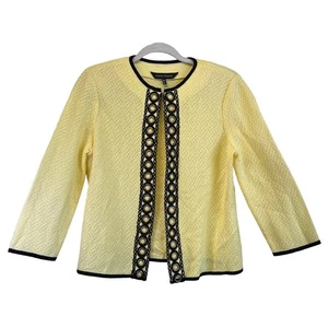 Ming Wang Womens XS Lemonade Black Trim Knit Jacket Office Wear/Luxury - Picture 1 of 15
