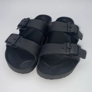 Cat & Jack Größe 13 Jugendliche Sandalen schwarz Slipper doppelte Schnalle gebraucht, in einwandfreiem Zustand - Bild 1 von 10