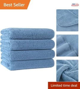 Pack of 4 Quick Dry Microfiber Bath Towels, 57x30 in - Lint-Free Blue Comfort - Picture 1 of 9