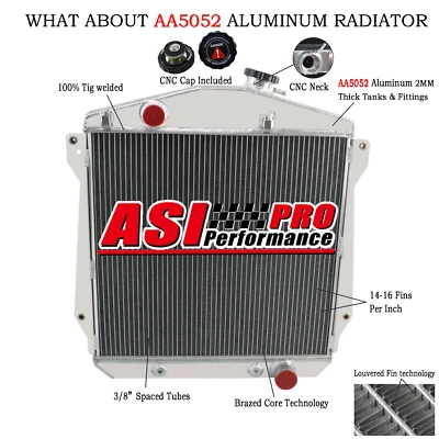 4 Row Aluminum Radiator For 1943-1948 1945 Chevy Fleetline/ FleetMaster Chevy V8 Foto 1 de 4