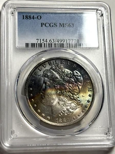 1884 O Toned Morgan $💎💎PCGS MS 63💎💎Monster PQ Rainbow 💎💎( SEE VIDEO ) - Picture 1 of 11