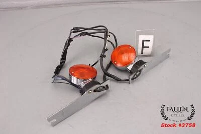 1996 Harley Road King Police Front Turn Signal & Mount Bracket Set CHROME - Image 1 of 4