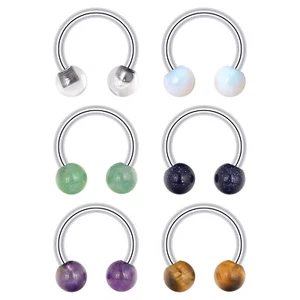 14G Surgical Steel Horseshoe Nose Septum Ring Crystal Amethyst Cartilage Earring - Picture 1 of 13