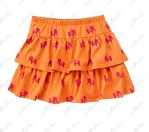 Gymboree Girls sz 9 "Batik Summer" Orange Elephant Tiered Skort NWT Boho Vintage - Picture 1 of 2