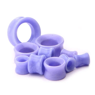 PAR-Piedra Ágata Azul Encaje Sillín Acampanado Oreja Túneles Calibre 06mm/2  Foto 1 de 3