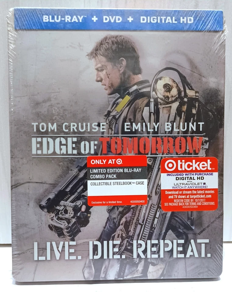 Edge of Tomorrow Live Die Repeat BLURAY DVD Digital Copy Steelbook
