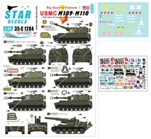Star Decals for 1/35 Big Guns Vietnam 1 USMC M109 155mm M110 8 inch SP Howitzer - Picture 1 of 1