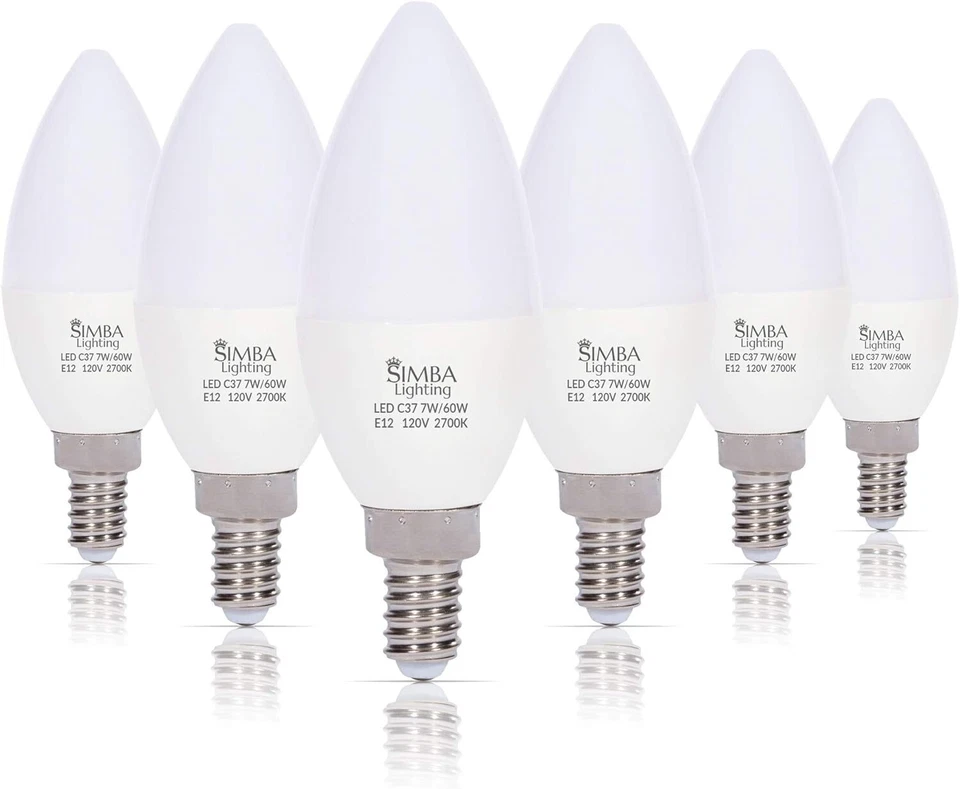 Simba Lighting LED Candelabra Light Bulbs B11 (C37) Candle Shape E12 Base (6 - Image 1 of 1
