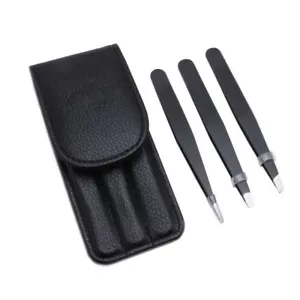 Pro 3pcs Tweezer Set - Stainless Steel Slant Tip, Precision Eyebrow Hair Removal - Picture 1 of 6