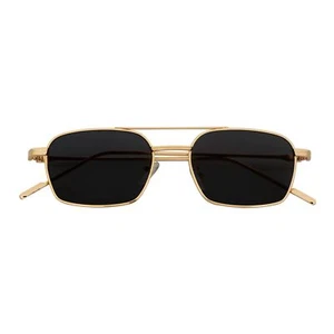 NEUMANN - Retro 90s Fashion Metal Small Rectangle Sunglasses Gold Smoke - Picture 1 of 10