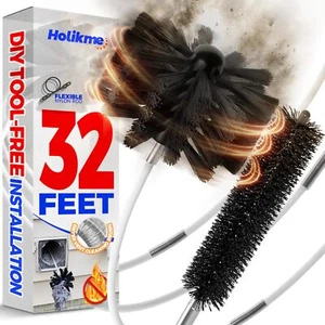 32 Feet Dryer Vent Cleaner Kit, Lint Remover,Fireplace Chimney Brushes - Picture 1 of 7