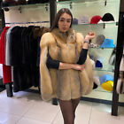 Women Luxury Warm Full Pelt Genuine Red Fox Fur Poncho Cape Real Fur Stole Coat
