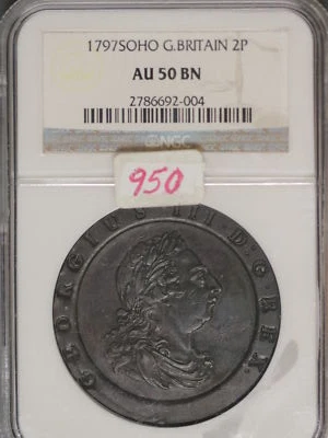 Great Britain 1797 2 Pence K-616 NGC AU50 BN - Image 1 of 2