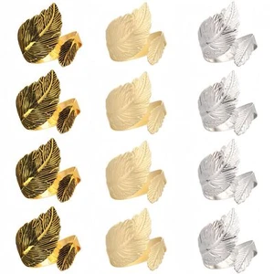 12PCS Metal Leaf Napkin Rings Table Decor for Thanksgiving Holiday Party Use - Picture 1 of 6