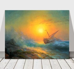 IVAN AIVAZOVSKY - Stormy Sea in the Sunset - CANVAS PRINT POSTER - Boat - 36x24" - Picture 1 of 1