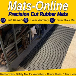 Heavy Duty Perforated Non Slip Rubber Workshop Mat (10mm Thick) 1830mm x 400mm - Picture 1 of 5
