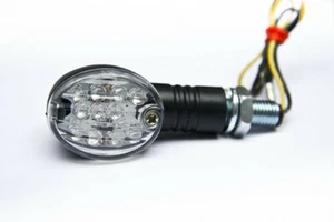 Pair of Mini LED Indicators Cafe Racer Motorcycle Turn Signal Clear Lens - Picture 1 of 2