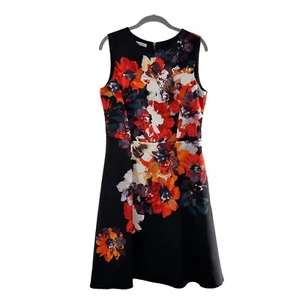 Maggy London Floral Sleeveless Fit & Flare Dress 10 Black Romantic Whimsigoth - Picture 1 of 10